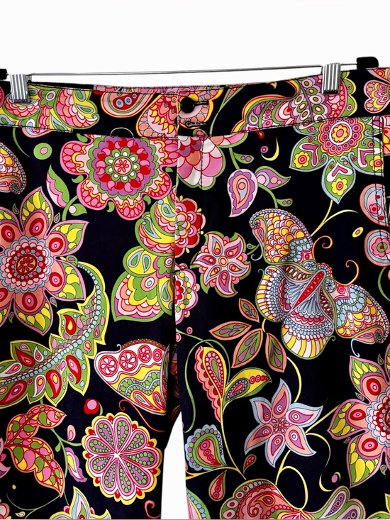 Escada Pants - Escada Sport Kate Pants Womens 46 Us 16 Black Colorful Floral Paisley Flare Leg